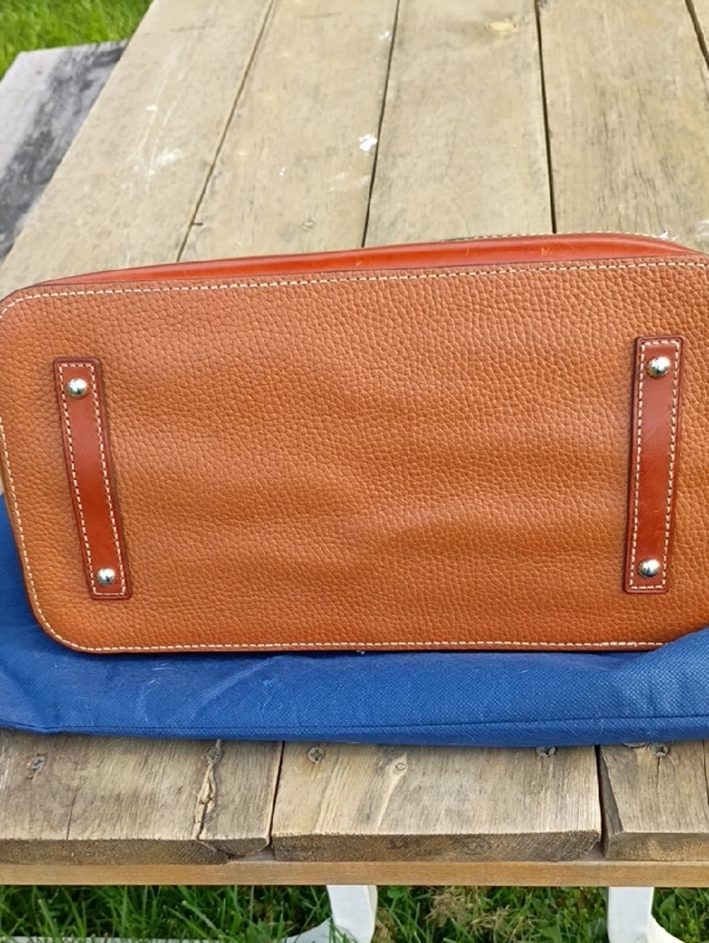 Dooney & Bourke Cognac Brown Pebbled Leather Satchel - Picture 5 of 14